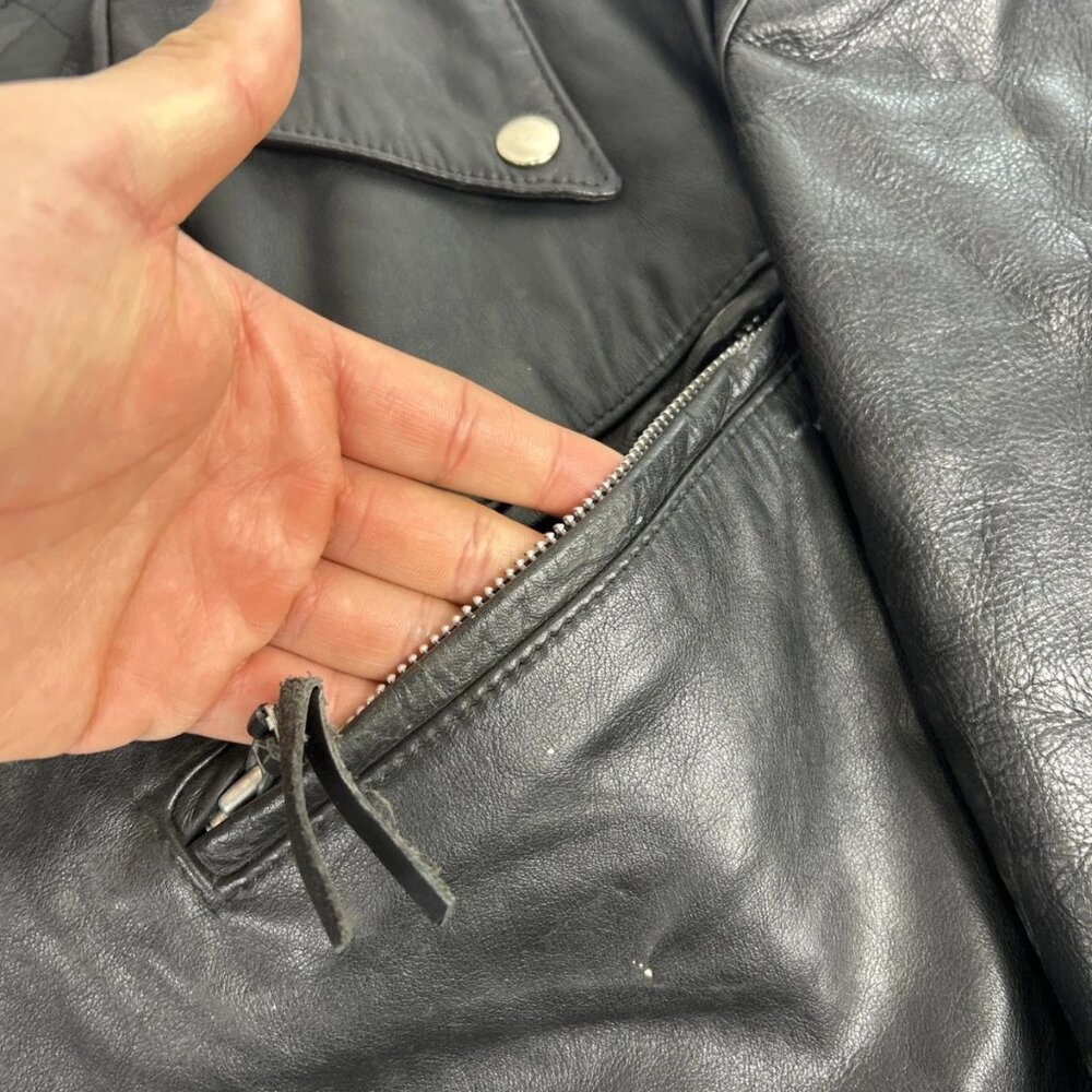 VTG Harley Davidson Mens Black Leather Biker Jacket Mon Valley Chapter HOG 46 - Picture 8 of 15